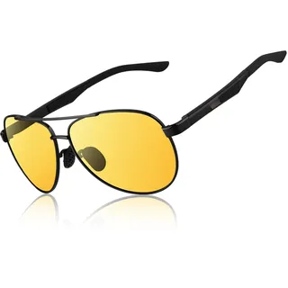CGID Sonnenbrille Herren Pilotenbrille Polarisiert Al-Mg Metallrahmen Fliegerbrille UV400 Schutz CAT3 CE Fahren Angeln mit Lederetui