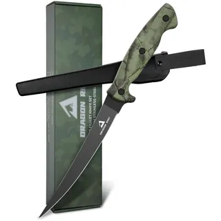 DRAGON RIOT Filetiermesser scharf Fisch 16.5CM, Edelstahl Fischmesser | Fischfiletmesser aus Hochwertiger Edelstahl, Ergonomischem Griff & Scheide, Geschenke für Männer