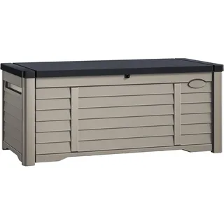 YITAHOME 450 L Groß Gartenbox Wasserdicht, Abschließbarem Outdoor Kissenbox Garten Auflagenbox Wetterfest Aufbewahrungsbox für Gartengeräten Poolzubehör Spielzeug,Schwarz + Braun,141 x 66.8 x 59.9cm