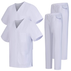 MISEMIYA - Pack * 2 Pcs - Unisex-Schrubb-Set - Medizinische Uniform mit Oberteil und Hose ref.2-8178 - X-Large, Weiß 68
