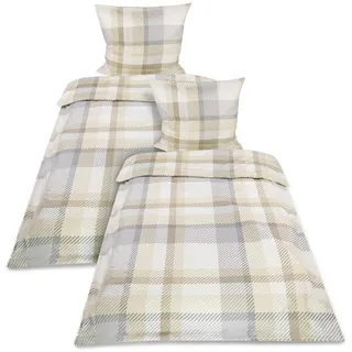 Bettwäsche Mira Biber 155x220cm Beige 4tlg , Textil , 155x220 cm , Heimtextilien, Bettwäsche & Leintücher, Bettwäsche