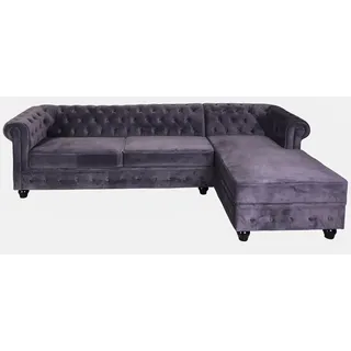 Ecksofa Samt Grau Eckcouch Wohnzimmersofa Wohnlandschaft Samtsofa Chesterfield