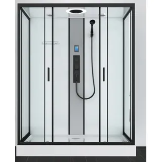 SANOTECHNIK NEW YORK Komplettdusche mit Schiebetür 90 x 215 cm schwarz matt