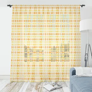 ABAKUHAUS Argyle Wandteppich, Monochrome Art Retro-Muster mit stilvollen Rhomben, Wohnzimmer Schlafzimmer seidiges Satin Wandtuch, 274 cm x 274 cm, Senf Dunkler Pfirsich - Orange