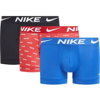 Nike Herren Trunk 3pk Unterwäsche, Gym Red Nk Print/Game Royal/Black, L