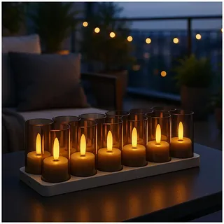 LED Teelichter Wiederaufladbar mit Fernbedienung, Timer & Ladestation by MMOBIEL – 12 Stück USB Flammenlose Aufladbare Teelichter Kerzen für Zuhause, Tisch, Hochzeit & Weihnachtsdeko