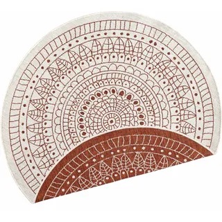 Northrugs »Porto Wendeteppich«, rund, 5 mm Höhe, In-& Outdoor, Wetterfest, Balkon, Garten, Wohnzimmer, Wasserfest NORTHRUGS terra Ø Runder Mandala Design Flachgewebe Teppich für Terrasse, in Creme, ⌀140cm