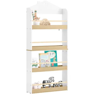 SoBuy Kinder Bücherregal mit 4 Ablagen, Weiß , Holzwerkstoff, Holz , 60x130.5x15 cm , Babymöbel & Kindermöbel, Babyzimmer, Babyregale & Kinderregale
