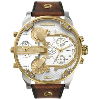 Diesel Mr. Daddy Uhr für Herren, Quarz-Multifunktionswerk mit Leder-, Kunststoff- oder Silikonarmband