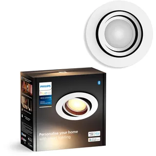 Philips Hue Milliskin White Ambiance Einbauspot, Weiß, (400lm / 70mm), 1er Pack, warm- bis kaltweißes Licht, steuerbar via App, kompatibel mit Amazon Alexa (Echo, Echo Dot), neue Generation