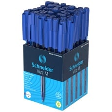 Schneider 102203 Vizz Kugelschreiber (für leichtes und schnelles Schreiben, Schaft in Schreibfarbe, Strichbreite M) 50 Stück, Blau