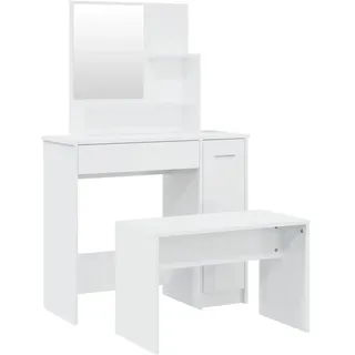 Schminktisch-Set Hochglanz-Weiß 86,5x35x136 cm - Weiß