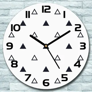 Wanduhr aus Glas Rund fi 30 Kleine Dreiecke Quarz Deko Wohnzimmer Büro