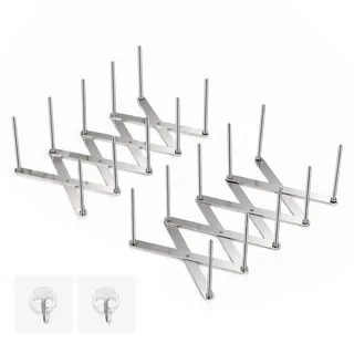 Miiepls Creative Home 2 Stück Rippchenhalter und Deckelhalter aus Edelstahl, Teleskop-Edelstahl-Tellerregal für Küchentopf-Abdeckung