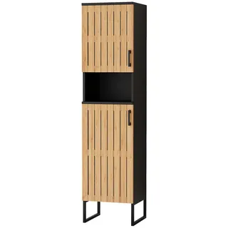 Vicco Badschrank Vayra Bambus 35 x 145 cm , Holzwerkstoff , Rechteckig , 35x145x31.5 cm , Badezimmer, Badmöbel, Hochschränke
