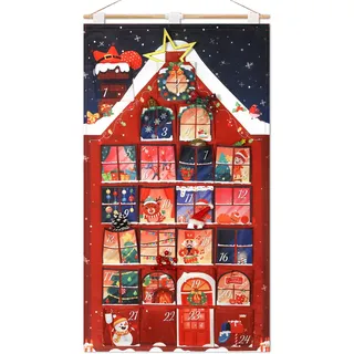 DPKOW Kreativ Haus Adventskalender zum Befüllen Selber 24 Adventskalender DIY Säckchen Groß Weihnachtskalender Wandteppich Befüllbar, Personalisierter Selber Machen, Wiederverwendbar