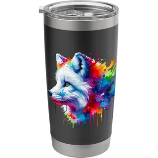 Splash Art Arktischer Fuchs Füchse Doppelwandiger Edelstahl-Thermobecher