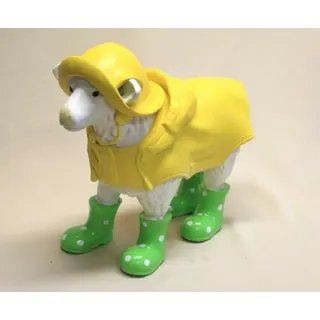 Gartenfigur Lamm ca. 50cm Schaf Regenmantel + Hut + Gummistiefel grün 3360 - Groß