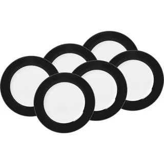 Van Well Speisetellerset , Schwarz, Weiß , Keramik , 6-teilig , rund , Geschirr, Teller, Teller-Sets