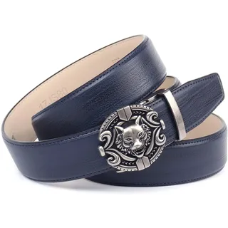 Anthoni Crown Ledergürtel Ledergürtel geflammt, blau