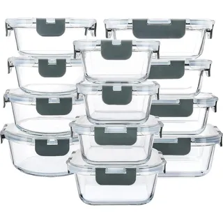 MCIRCO Glas-Frischhaltedosen 24 Stück - Glasbehälter für Küche und Restaurant