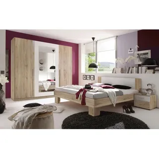 Boxxx Schlafzimmer , Weiß, Eiche San Remo , Glas, Holzwerkstoff , 5 Fächer , in verschiedenen Holz-Dekoren erhältlich , Schlafzimmer, Komplette Schlafzimmer und Serien, Schlafzimmerserien