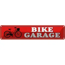 Blechschild 46x10 cm - Bike Garage Fahrrad
