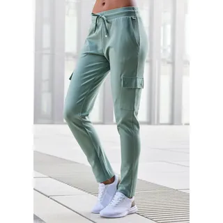 Cargohose LASCANA, Damen, Gr. 48/50, N-Gr, grün (mint), Obermaterial: 70% Viskose, 25% Polyamid, 5% Elasthan, unifarben, Basic, Hosen Cargohose, in weich fließendem Material, Loungewear, Topseller