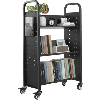 Vevor Bücherwagen 77 x 38 x 122 cm Schwarz