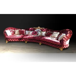 Designer Sofa Ecksofa Wohnlandschaft Rund Couch Samt Couch Sofa Ecksofa Italien - Rot