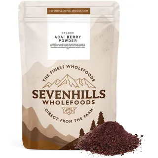 Sevenhills Wholefoods Acai Beeren Pulver Bio 100g, Rohkost, Gefriergetrocknet, Aus Brasilien, Pur & Natürlich, für Smoothie, Shake, Backen