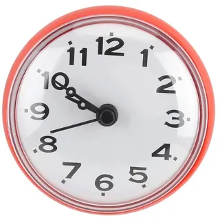 MAGT Badezimmeruhr, Wasserdicht Wanduhr Saugnapf Badeuhr Saug Wand Fenster Spiegel Bad Dusche Uhr für Badezimmer(Rot)