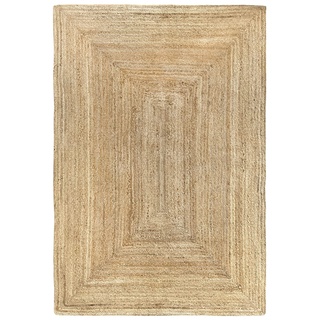 HAMID Jute Teppich, Alhambra Teppich Handgewebt 100% Naturfaser de Jute, Wohnzimmer, Schlafzimmer, Flurteppich, Farbe Natur (120x170cm)