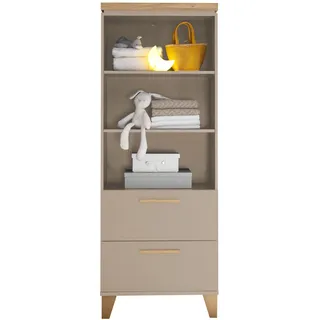 Stella Trading Hilda PEPPINI Standregal mit 3 Fächern & 2 Schubkästen in Mauvella Oak – modernes Regal für das Babyzimmer – 60 x 163,1 x 38 cm (B/H/T)