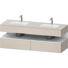 Duravit Qatego Einbauwaschtisch mit Konsolenwaschtischunterbau, 1600x550x600mm, Nische Weiß Matt, Doppelwaschtisch, QA4797018, Farbe: Taupe Matt/mit Nischenbeleuchtung