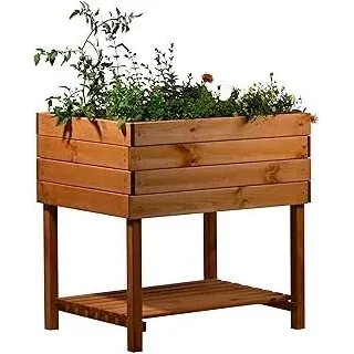 dobarHochbeet Kubus 2.0 inkl. Pflanzfolie und Ablage - Hochbeet für Garten aus Holz - 78 x 58 x 78 cm - Braun