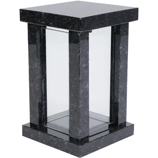 Grab-Lampe Granit Nero Angola Friedhof-Leuchte Grab-Schmuck hochwertig Schwarz