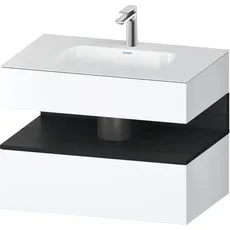 Duravit Qatego Einbauwaschtisch mit Konsolenwaschtischunterbau, 800x550x600mm, Nische Eiche Schwarz, QA4785016, Farbe: Weiß Matt/mit Nischenbeleuchtung