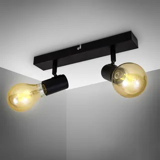 B.K.Licht LED Deckenspots, E27 Deckenleuchte, Retro, Deckenlampe, Industriedesign, schwarz-matt