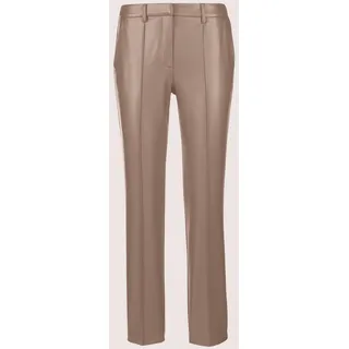 Stretch-Hose MADELEINE "Kunstlederhose Kunstlederhose mit Biesen", Damen, Gr. 36, N + K Gr, beige (taupe), Obermaterial: 95% Polyester PES. 5% Elasthan EL., Modern, Hosen Stretch-Hose, Lederimitat-Hose mit Biese