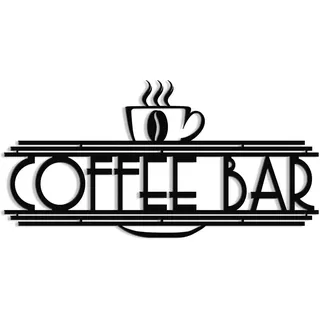 XORT Wanddekoration aus Metall, Motiv: Kaffee- und Teebar, 40,6 x 20,3 cm, Schwarz