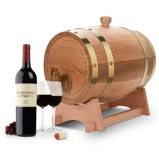 Vintage Eichenfass aus Holz, 3 l, Holz-Eichen-Fass mit Holzständer für Whiskey Rum Port