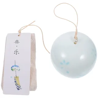 Besportble Japanische Windglocke Aus Keramik Mit KirschblüTenmotiv 16.93In Windspiel FüR Garten Balkon Und Innenbereich Feng Shui Deko Und Geschenkidee