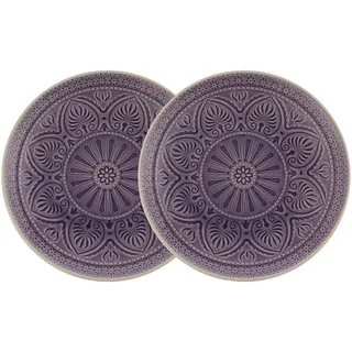 Butlers Teller 2er-Set Sumatra 25 cm , Violett , Keramik , 25x3x25 cm , Geschirr, Teller, Speiseteller