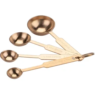 Dr. Oetker Messlöffel-Set aus Edelstahl mit Titanium-Beschichtung, 4-teilig – Präzises Abmessen für Küchenprofis, Vintage Design in Kupferfarben