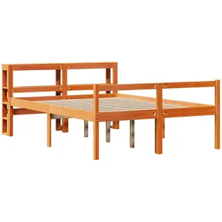 vidaXL Bettgestell mit Kopfteil ohne Matratze Wachsbraun 120x200 cm - Braun