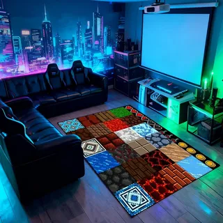 Komergave Gaming Teppich, rutschfest Kristall-Samt Gamer Teppich, Gaming Zimmer Deko für Jungen, Jugendzimmer Deko Jungen Design eines Spielcontrollers, 80x120cm