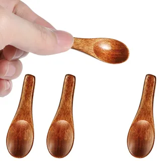 4 Stück Holzlöffel Klein, Ymapinc 6,15cm Mini Löffel Holz für Gewürze Gewürzlöffel Kurzer Griff Salzlöffel Holz für Zucker Salz Pfeffer Kaffee