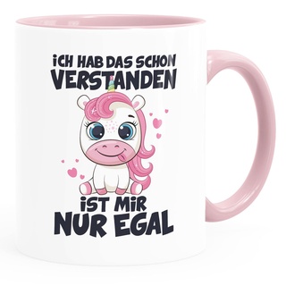 MoonWorks® Kaffee-Tasse Einhorn Ich hab das schon verstanden es ist mir nur egal Bürotasse Kein Bock lustige Kaffeebecher weiss-innen-rosa standard