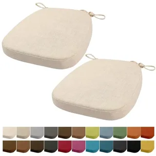 Orumrud 40x38x33CM(3CM Dicke) Stuhlkissen, Gartenstuhl Sitzkissen, Esszimmerstuhl Sitzkissen, waschbar, mit Reißverschluss, Riemen, rutschfestes Sitzkissen für Gartenstuhl (Beige Weiß 2 Stück)